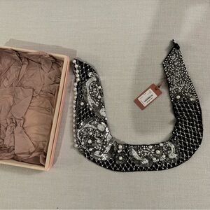 Mignonne Gavigan Charo 4 Pearl Black Scarf Necklace with sequins NWT
